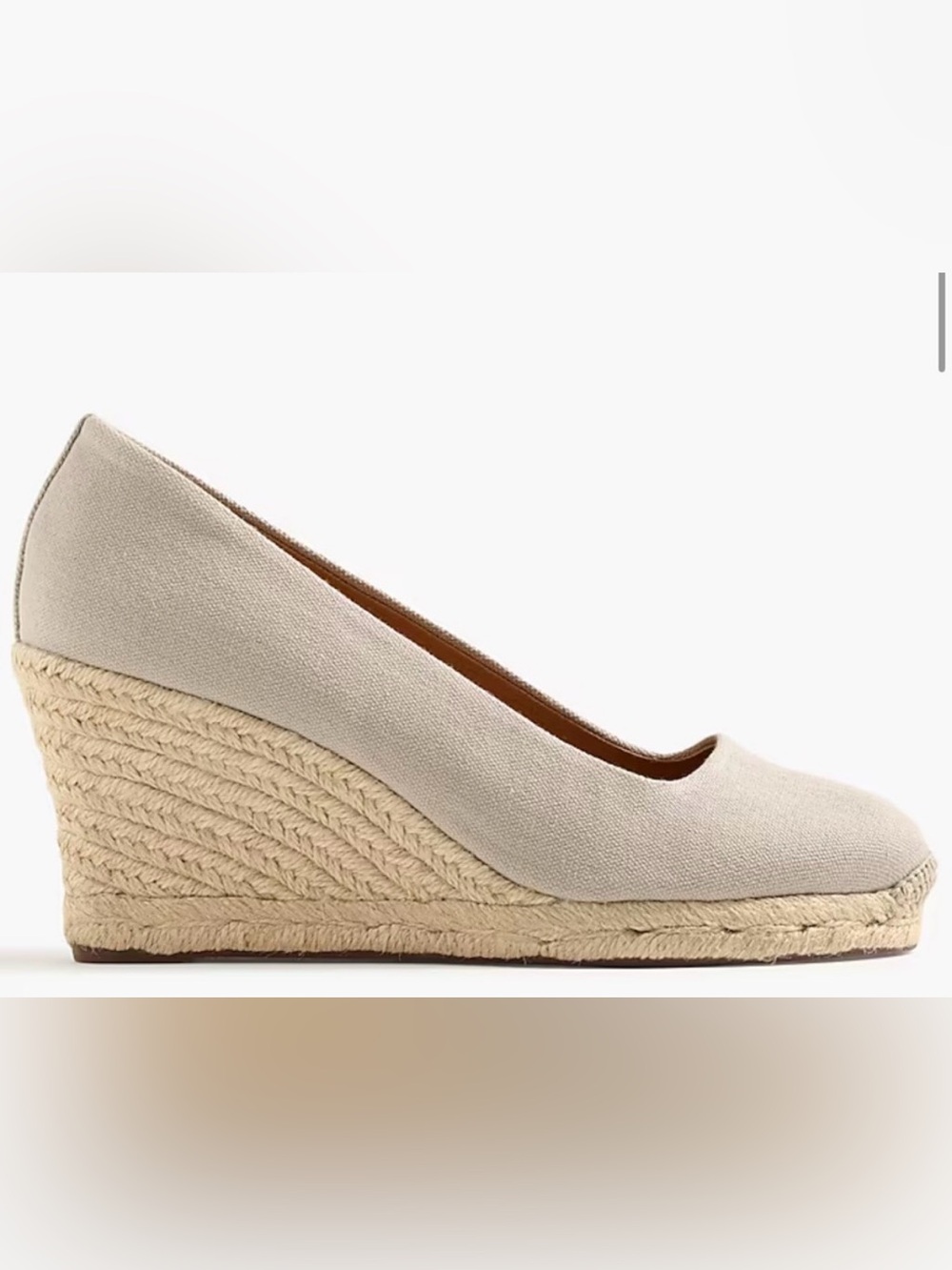 J. Crew Canvas Espadrille Wedges in Cream/Tan. Size 7 -Worn inside twice. EUC - Picture 3 of 6